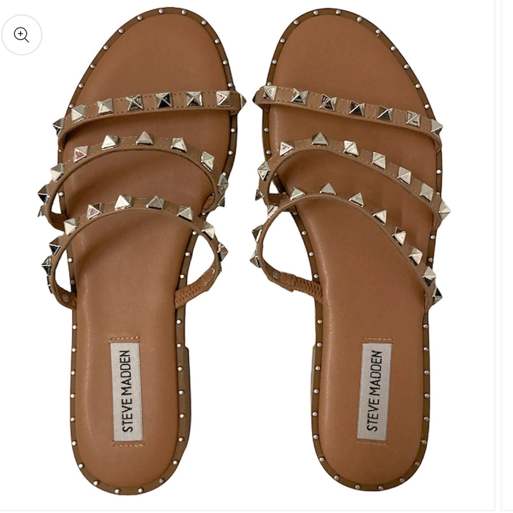 Steve Madden Slip-On Three Band Studded Comfort Fashion Sandals